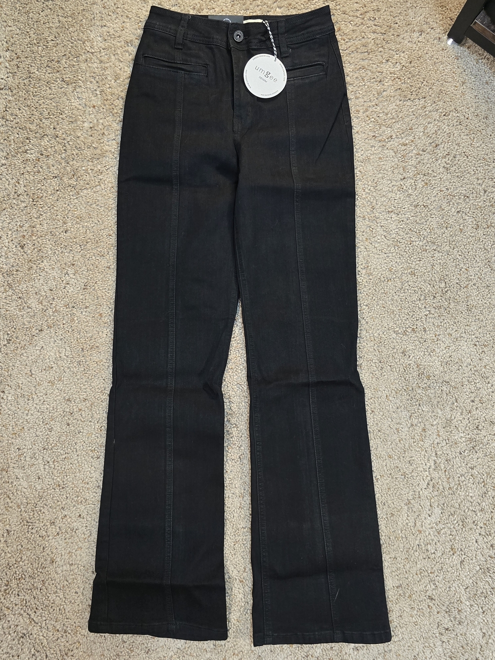 NWT Umgee Black Front Seam Flare Pants Size 1 *SUPER STRETCH*